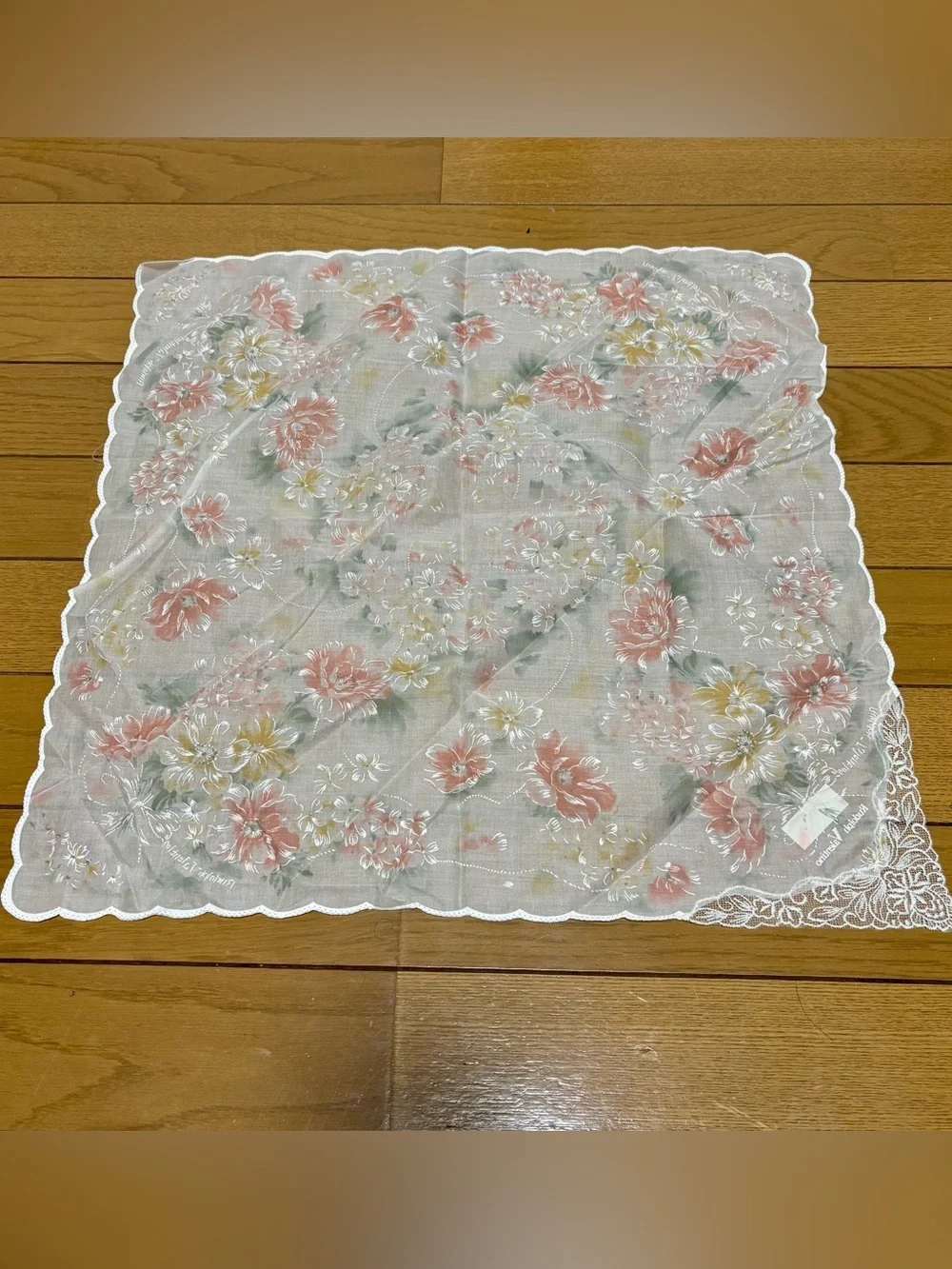 Rudolf Valentino Multicolor Floral Cotton w/Lace Handkerchief/Bandana/Scarf